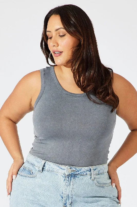 Black Tank Top Seamless Washed striped tank top