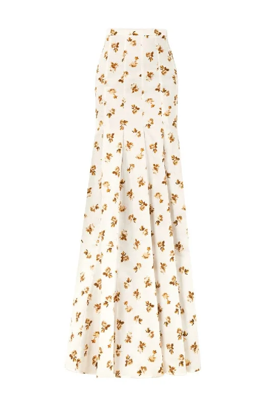 CREME WHITE FLORAL MAXI SKIRT midi skirt versatile