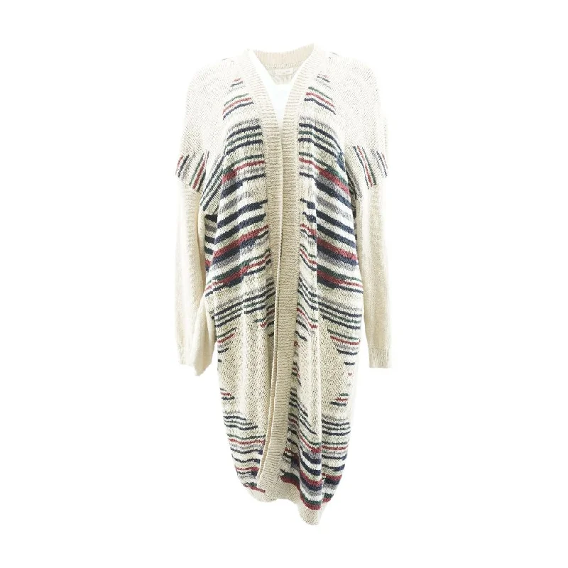 Tan Striped Cardigan Sweater Polka Dot Checkered Tartan