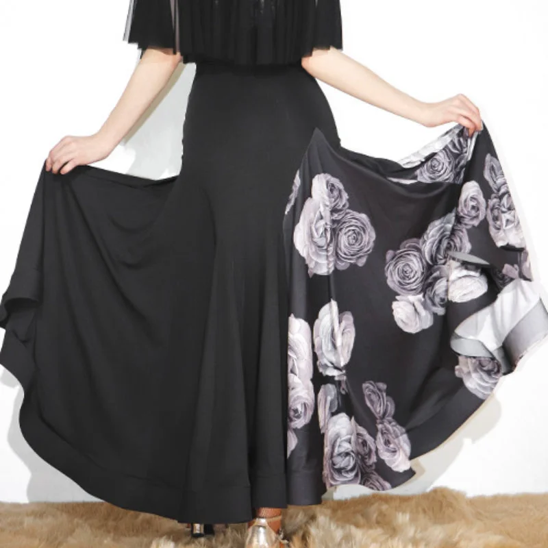 Patchwork Long Ballroom Skirt tiered skirt playful