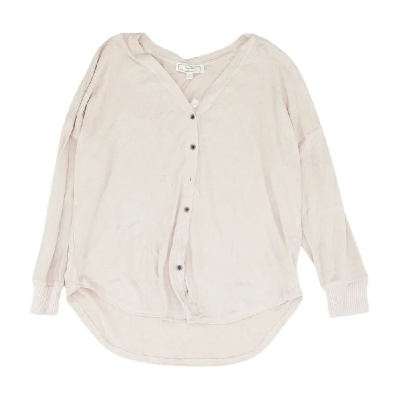 Pink Solid Cardigan Sweater Fitted Slim Tailored
