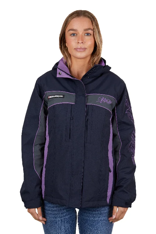 Bullzye Ladies Carla Jacket - Dark Navy/Purple - B4W2709057 Zip Front Button Front Snap Front