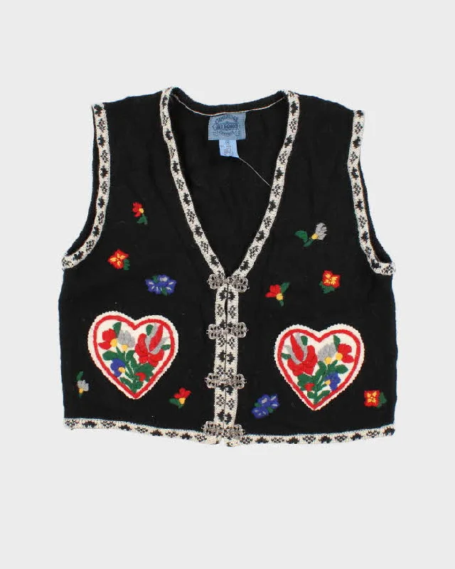 Vintage 90s Cambridge Dry Goods Company Sleeveless Cardigan - M Open Front Closed Front Wrap Front