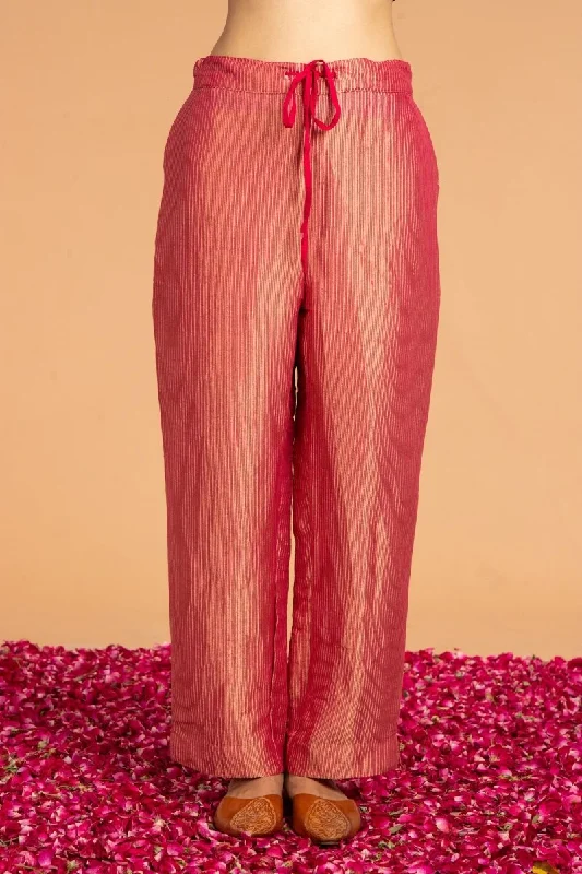 Zari Stripes Zari Pants - Magenta Stylish Elastic Waist Pants
