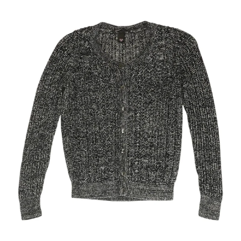 Black Graphic Cardigan Sweater Spandex Blend Rayon Blend Denim Blend