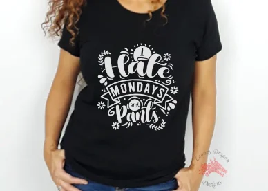 Women Black Short Sleeves Tee | Looney Dragon | I Hate Mondays I Hate Pants Fashionable Sporty Pants