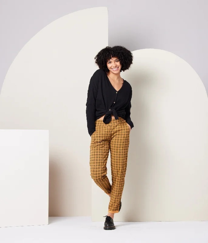 Sequoia Pant - Apricot Plaid Trendy Wide-Legged Trousers