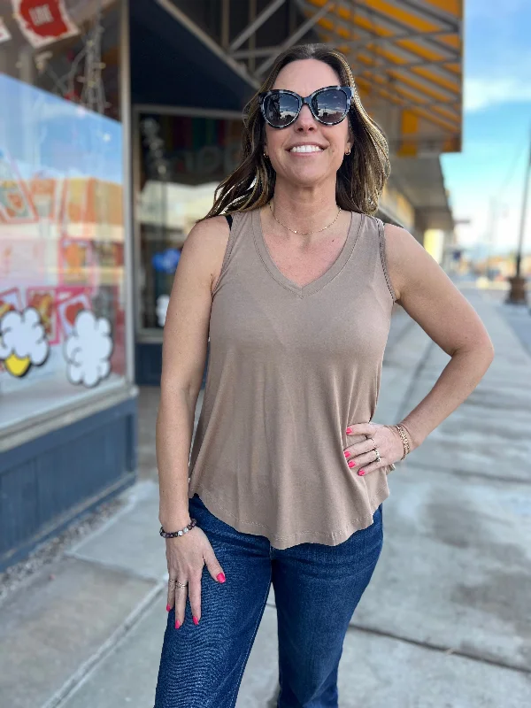 Soft V Neck Racerback Tank loose fit tank