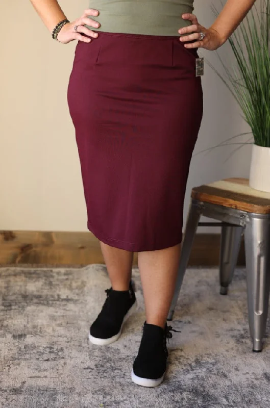 Amara Burgundy Pencil Skirt leather skirt durable