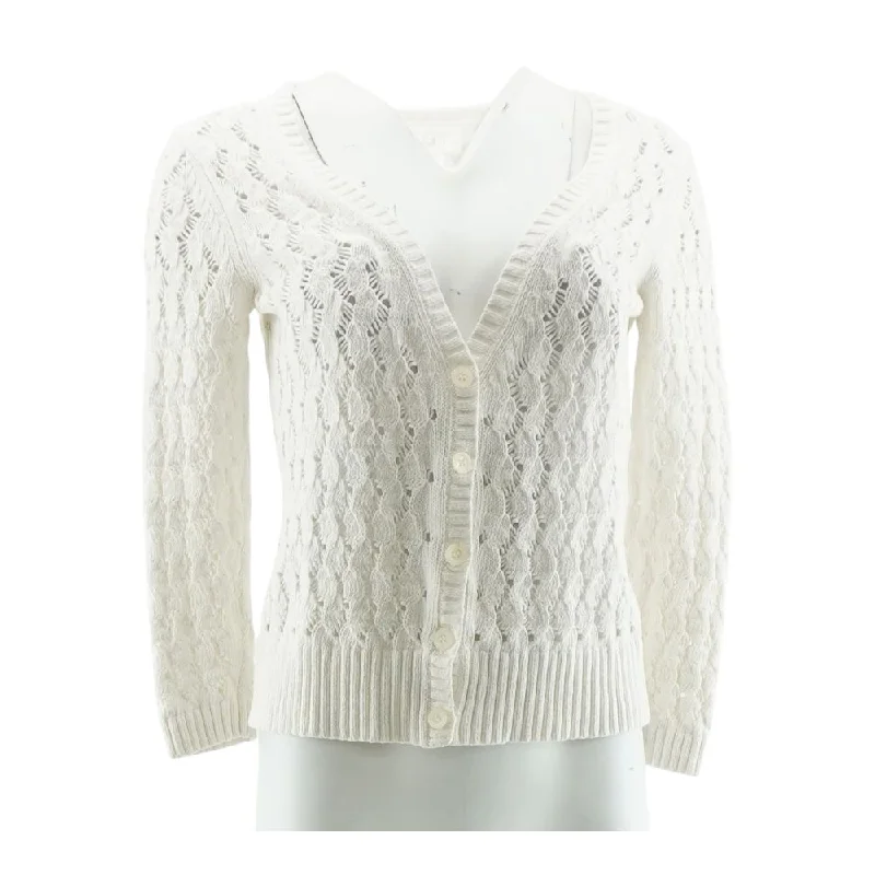 White Solid Cardigan Sweater Hooded Caped Shawl Collar