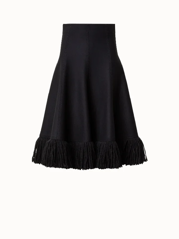 Taglio Vivo Midi Skirt with Fringes lace skirt romantic