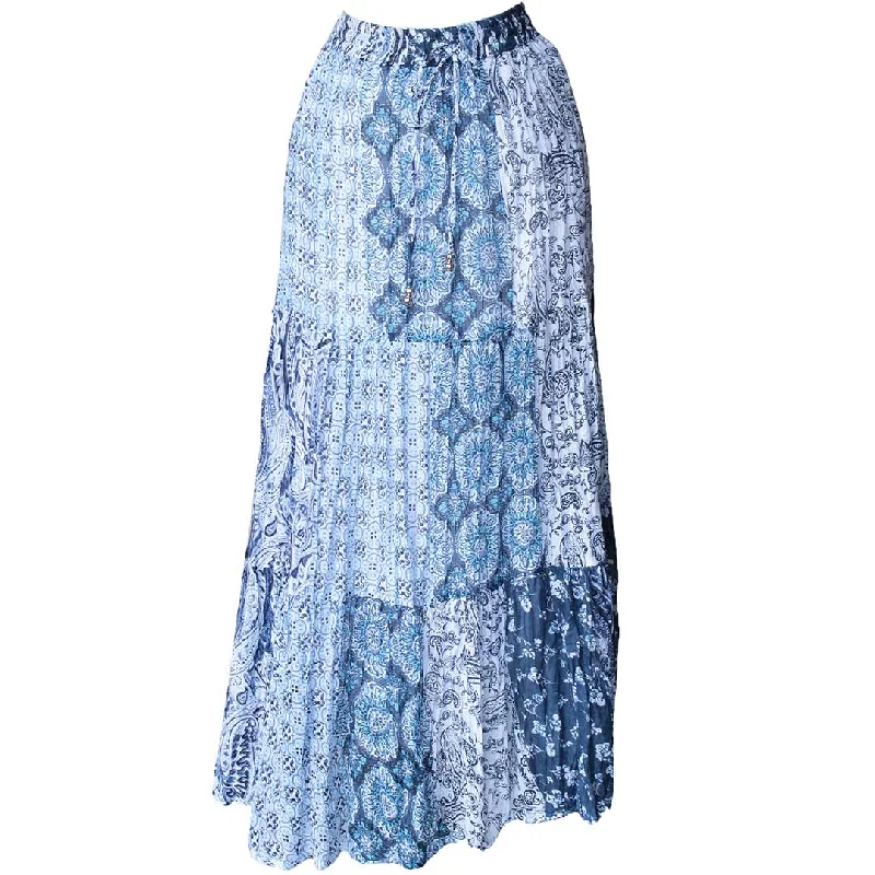 Keren Hart Women's Pattern-Blocked Maxi Skirt lace skirt intricate