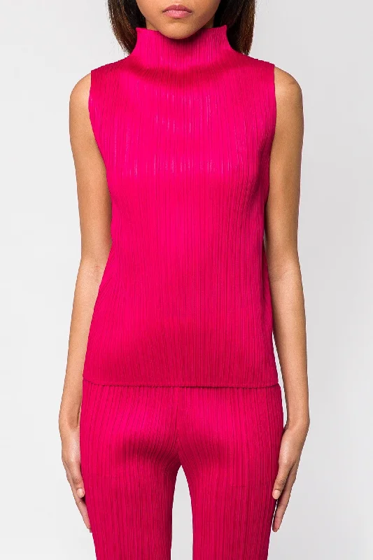 Pleats Please Issey Miyake New Colorful Basics Tank 4 in Carmine flowy tank top