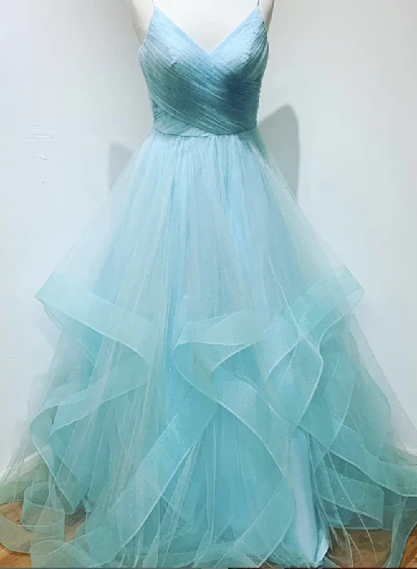 Light Blue V-Neckline Straps Layers Long Party Dress Prom Dress    cg21726 Tunics Sale discount