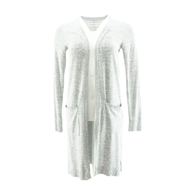 Gray Solid Cardigan Sweater Glossy Satin Silk