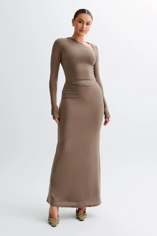 Bruna Slinky Fishtail Maxi Skirt - Coco wool skirt thick