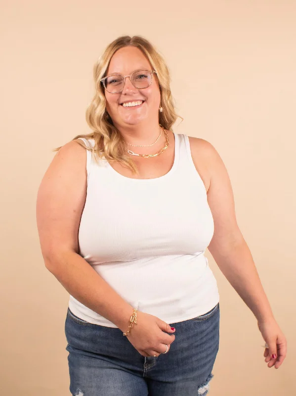 Everyday Essential Ribbed Tank in White white tank top
