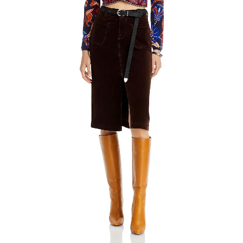 FRAME Womens Corduroy Knit Midi Skirt leather skirt sleek