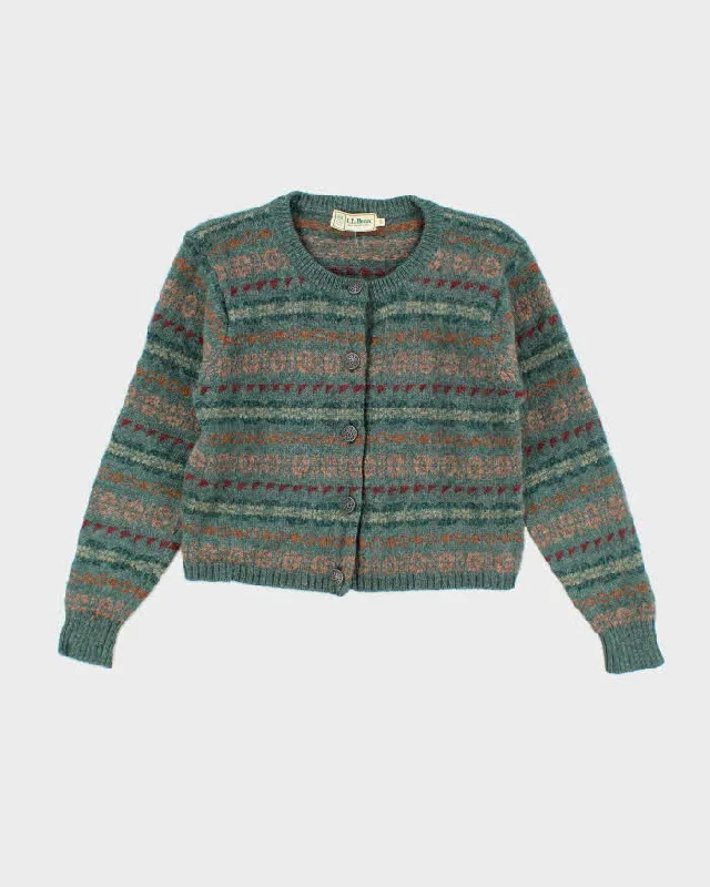 Vintage L.L. Bean Wool Cardigan - S Houndstooth Herringbone Solid