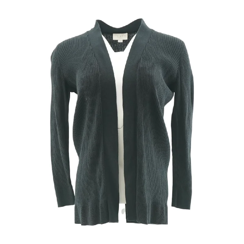 Black Solid Cardigan Sweater Sequined Glittery Shiny