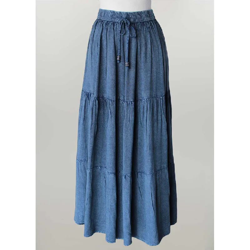 Keren Hart Women's Long Tiered Skirt velvet skirt rich