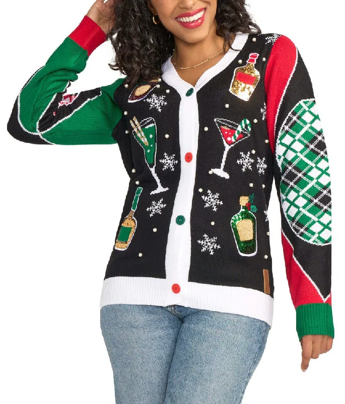 Women's Mix and Be Merry Christmas Cardigan Sweater Satin Blend Silk Blend Wool Blend