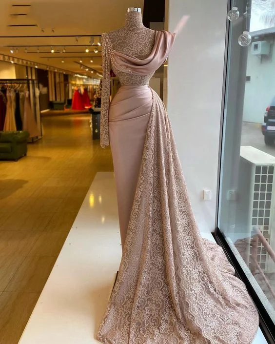 Lace prom dresses, high neck prom dresses, elegant prom dresses, fashion party dresses, arabic prom dresses C1065 Tunics Yoga stretchy