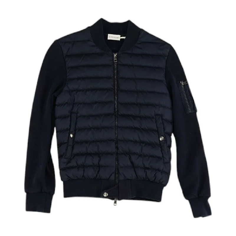 Maglia Padded Cotton Zip-Up Cardigan in Navy Rayon Fabric Velvet Fabric Corduroy Fabric