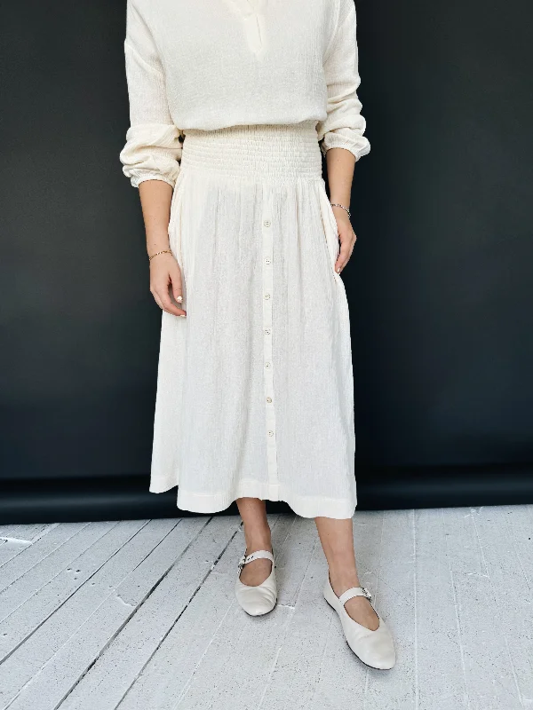 Zoe Midi Skirt - Ivory modal blend skirt