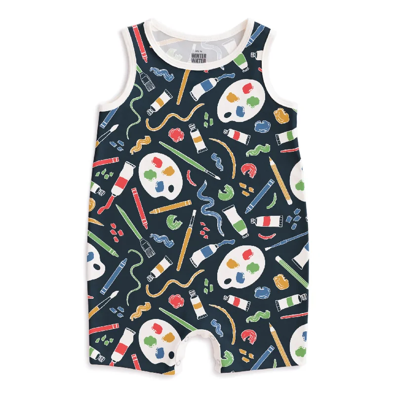Tank Top Romper - Art Supplies Night Sky graphic tank top