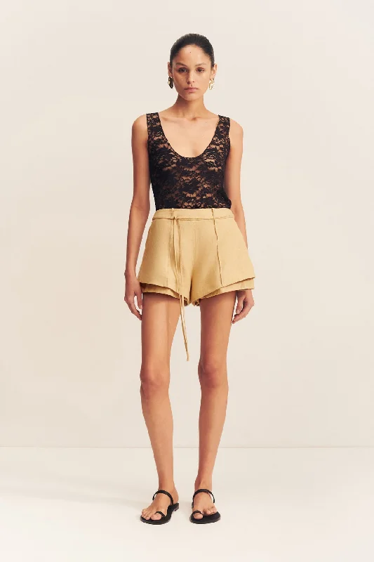 WALLIS LACE SCOOP NECK TANK - BLACK long tank top