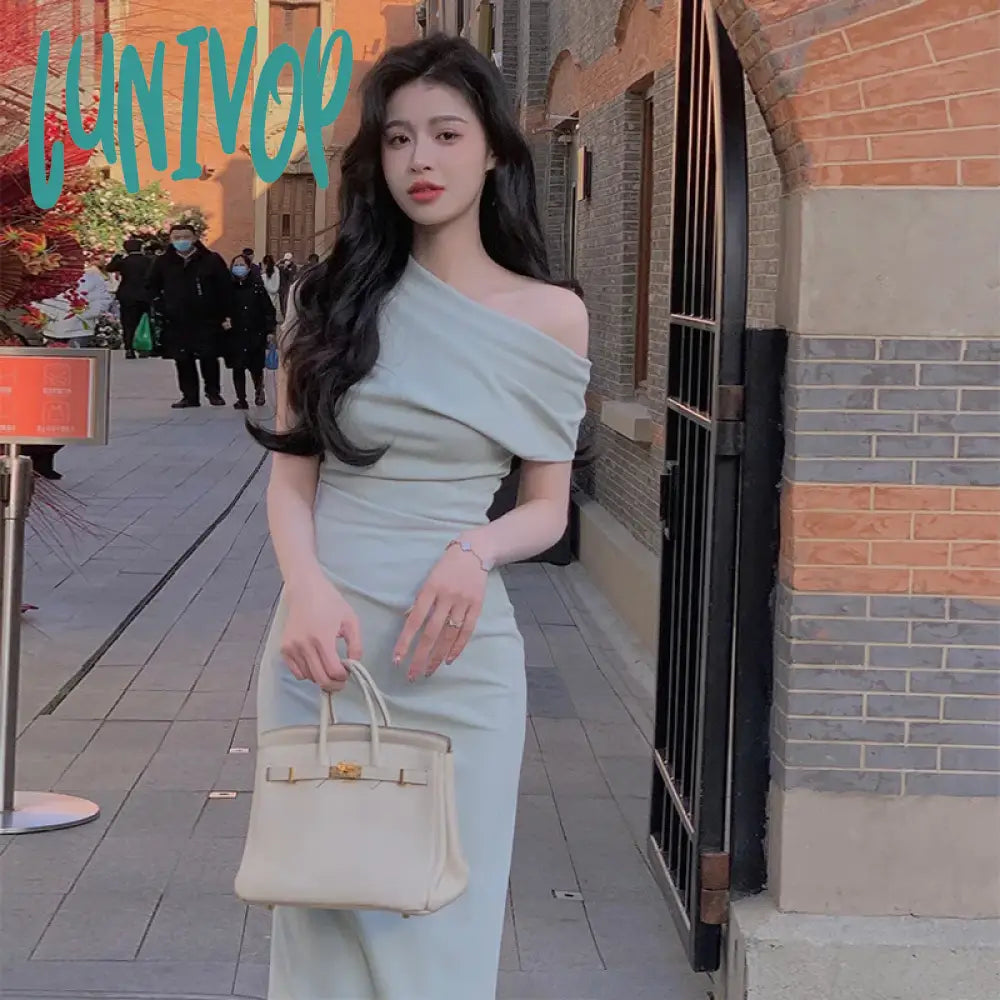 Lunivop Casual Fashion Women Elegant Bodycon Slim Midi Party Dress Sexy Vintage Casual Prom Birthday Vestidos Female Chic Clothes Robe Tunics Long Elegant