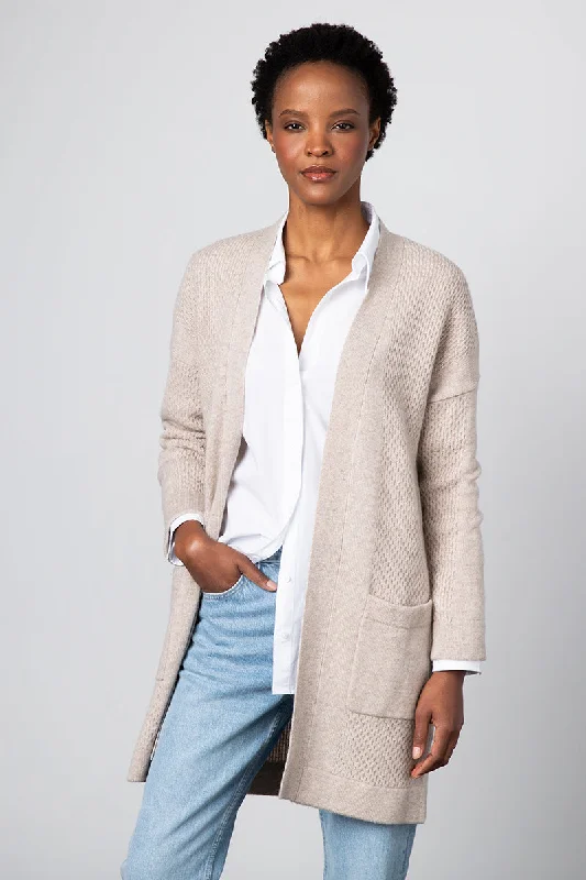Kinross Cashmere Multi Texture Long Cardigan Stylish Fashionable Trendy