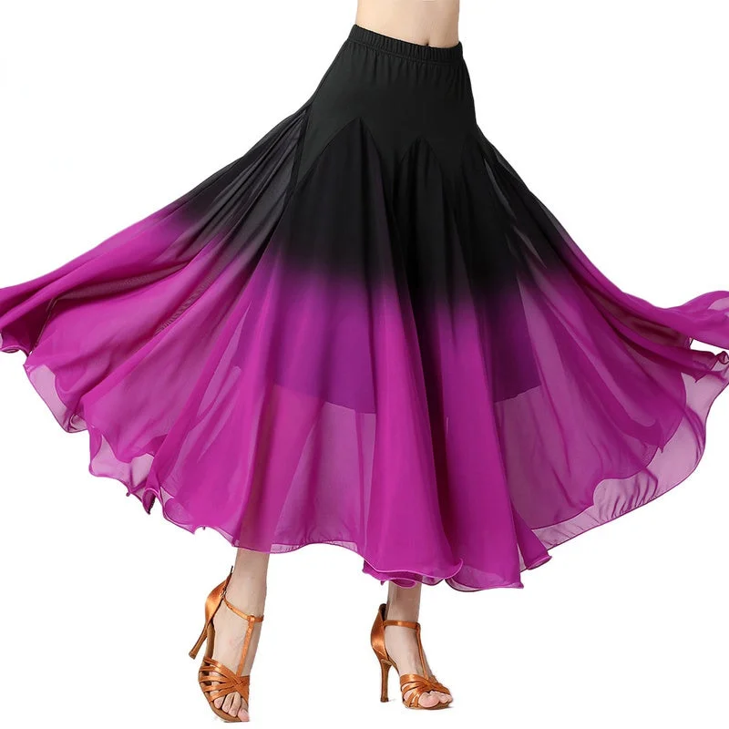 Gradient Chiffon Ballroom Dance Skirt leather skirt sleek