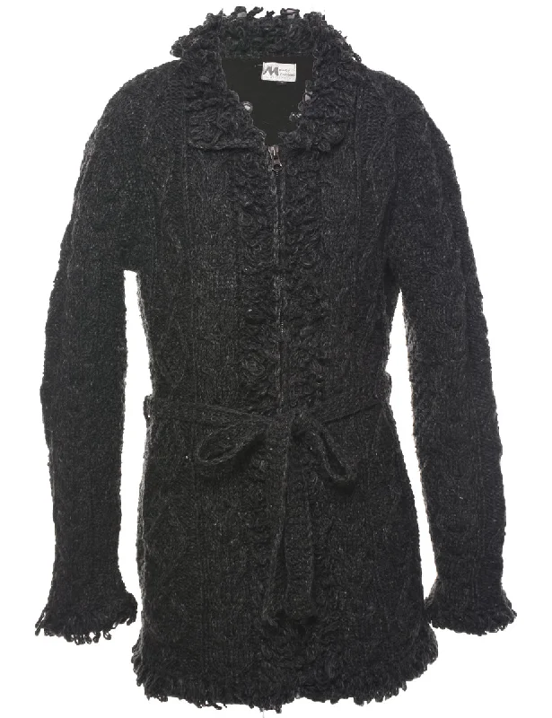 Cable Knit Cardigan - L Terry Terry Cloth Terry Knit