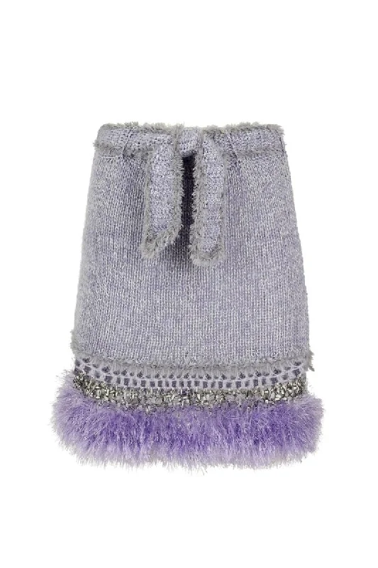 LAVENDER HANDMADE KNITTED MINI SKIRT high waist skirt