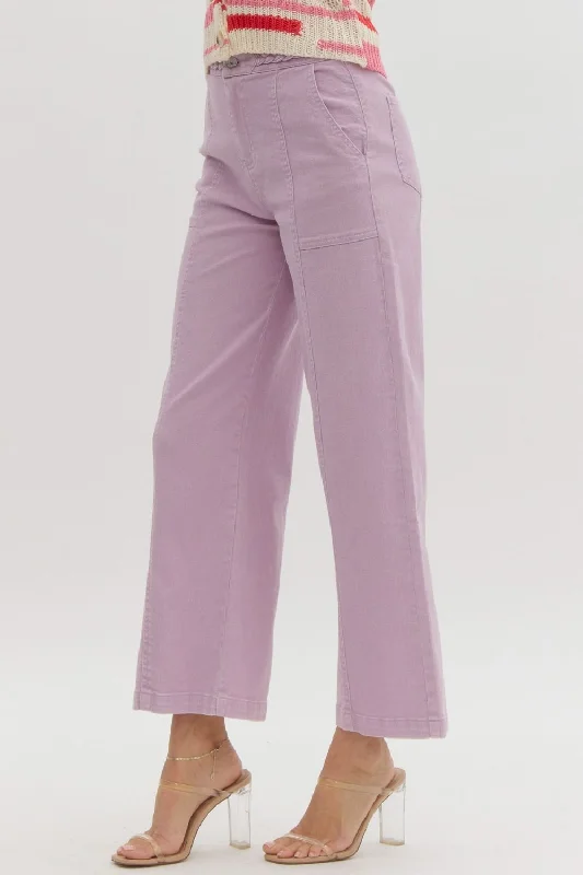 Entro Braided Bliss Cropped Wide Leg Pant Comfy Cargo Trousers