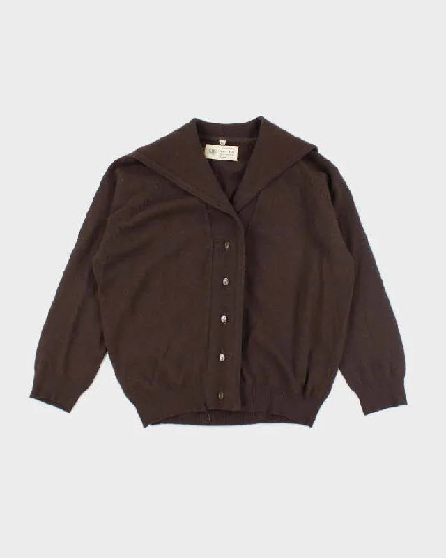Vintage Diana-Mere Brown Wool & Angora Blend Cardigan - M Hooded Caped Shawl Collar