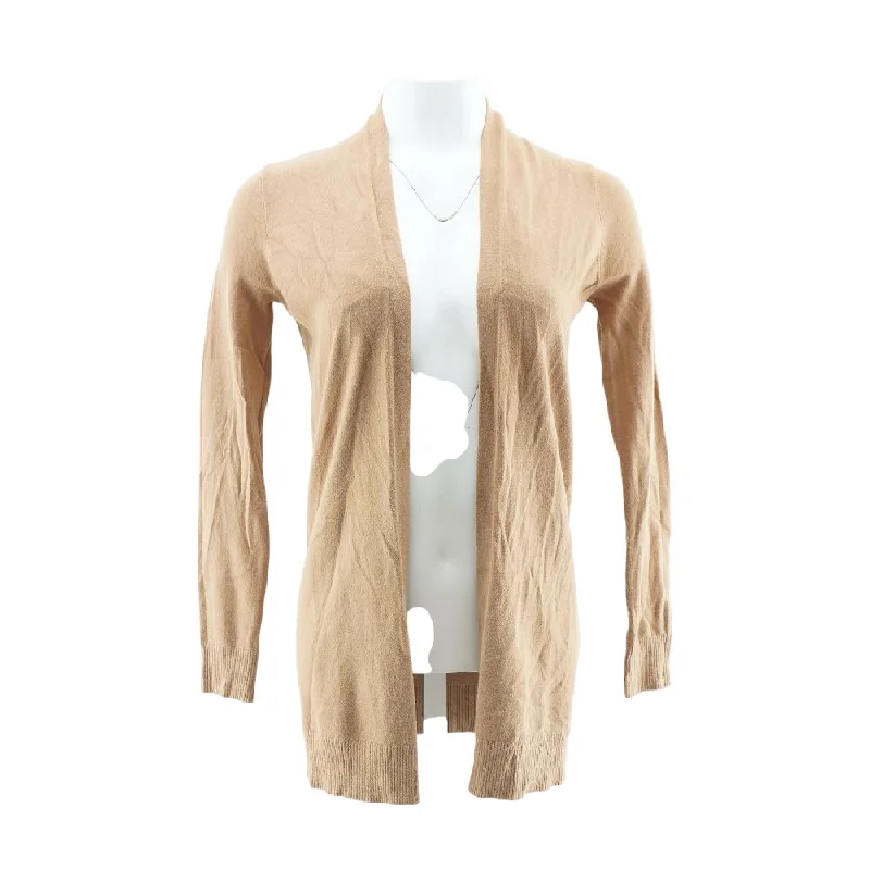 Tan Solid Cardigan Sweater Soft Cozy Warm