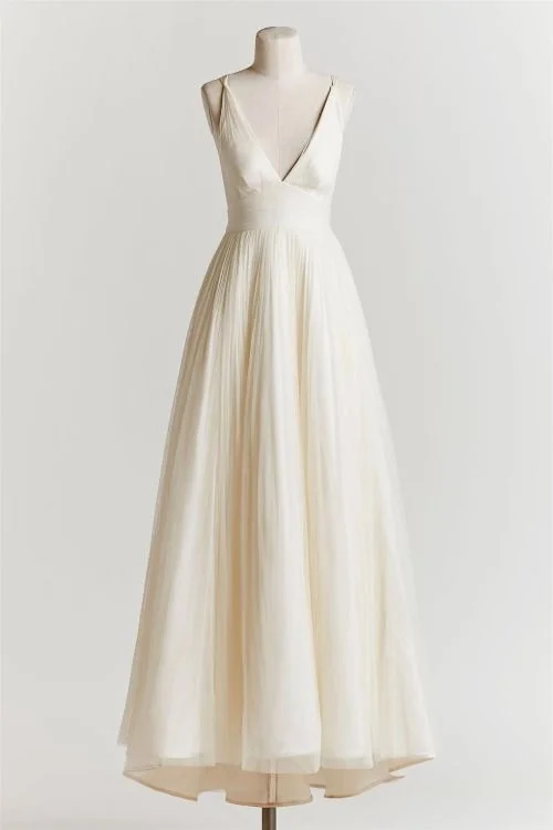 Deep V Neck Prom Dress,White Prom Dress,Fashion Prom Dress,Sexy Party Dress,Custom Made Evening Dress    cg21875 Tunics Vintage classic