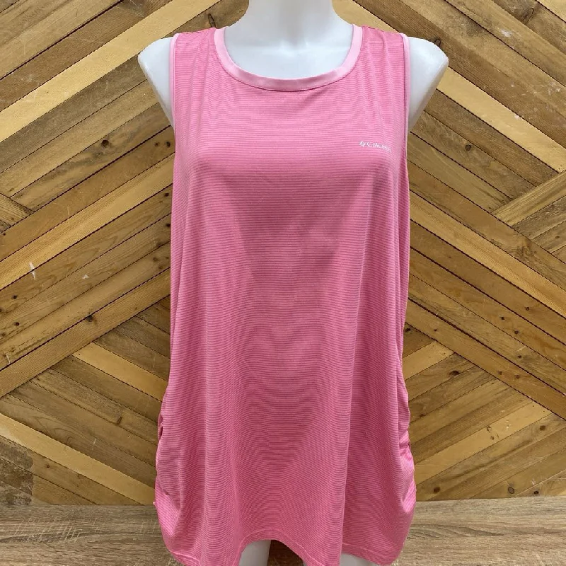 Columbia - Women's Stripe Racerback Tank Top - MSRP comp $54: Pink -women-2XL sleep tank top