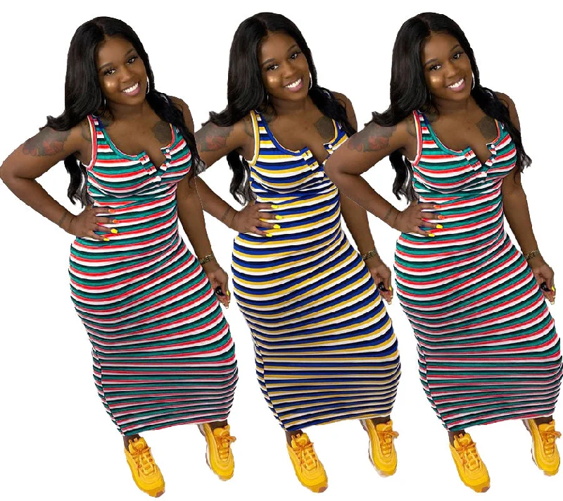 Fashion striped tank top loose fitting dress AY2958 comfortable tank top