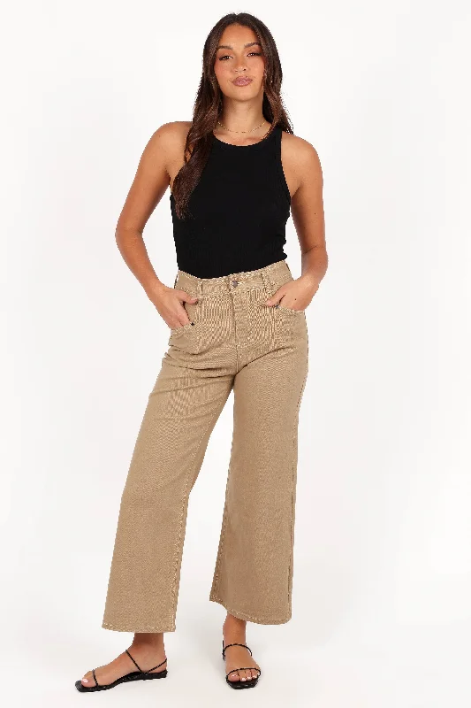 Parson Wide Leg Pant - Taupe Chic Black Leggings