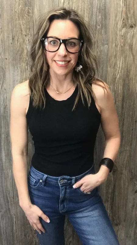 High Round Neck Tank Top beige tank top