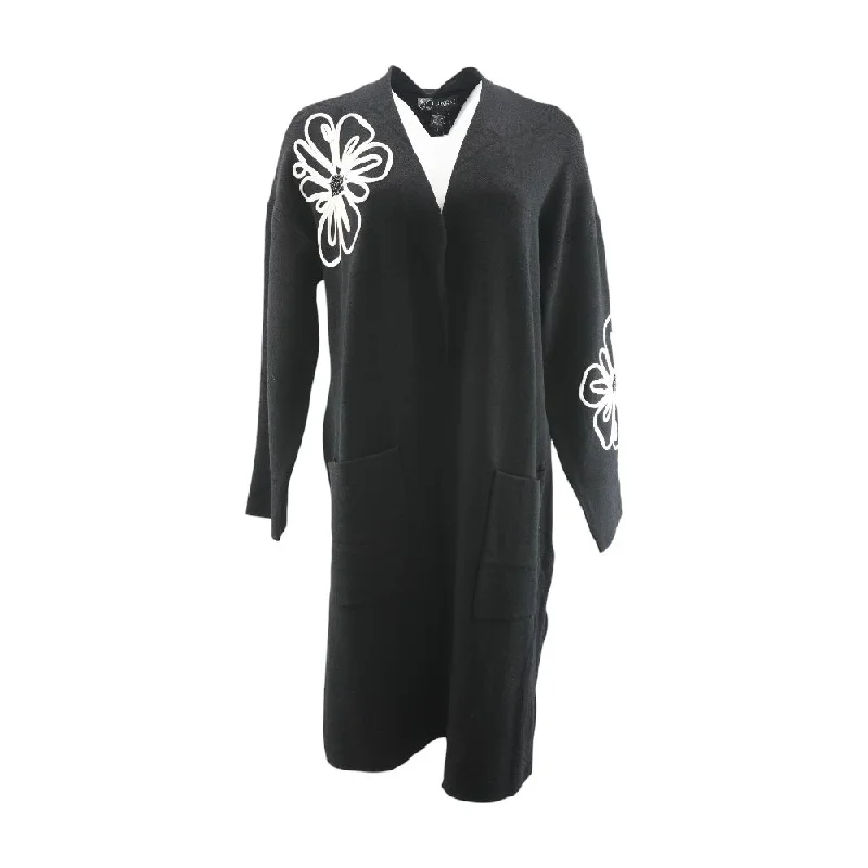 Black Solid Cardigan Sweater Boxy Cardigan Fitted Cardigan A-Line