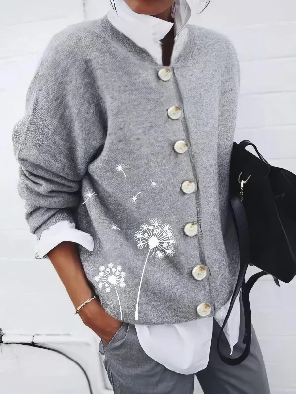 Casual Button-Down Cardigan Sweater Layered Multi-layer Single Layer