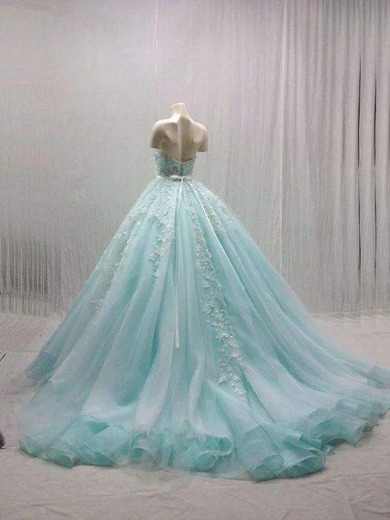 Blue Ball Gown,Appique Prom Dress,Backless Prom Dress,Fashion Prom Dress,Sexy Party Dress,Custom Made Evening Dress   cg21649 Tunics Versatile stylish