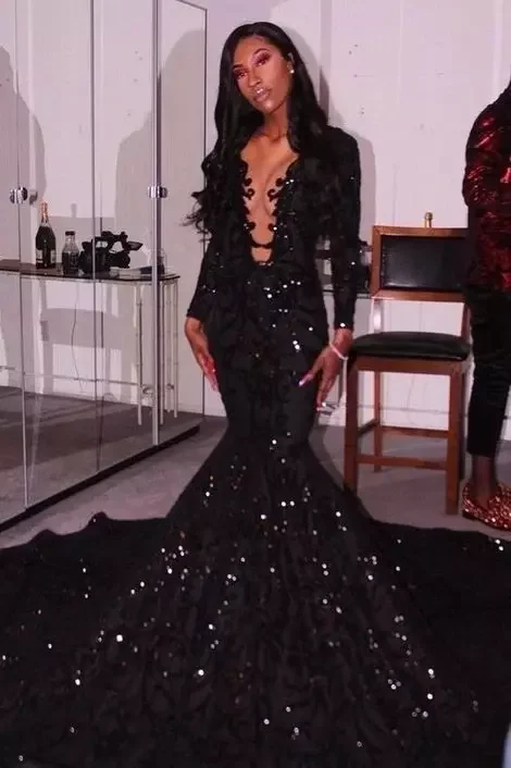 Mermaid prom dress, evening dress, party dress, junior prom dresses, black prom dress   cg24853 Tunics Party sparkling