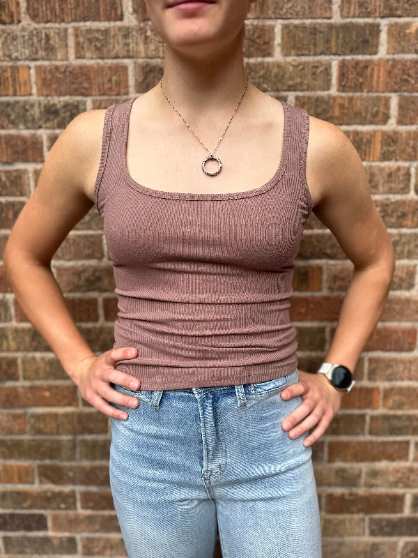 Square Neck Ribbed Tank Top adorable tank top