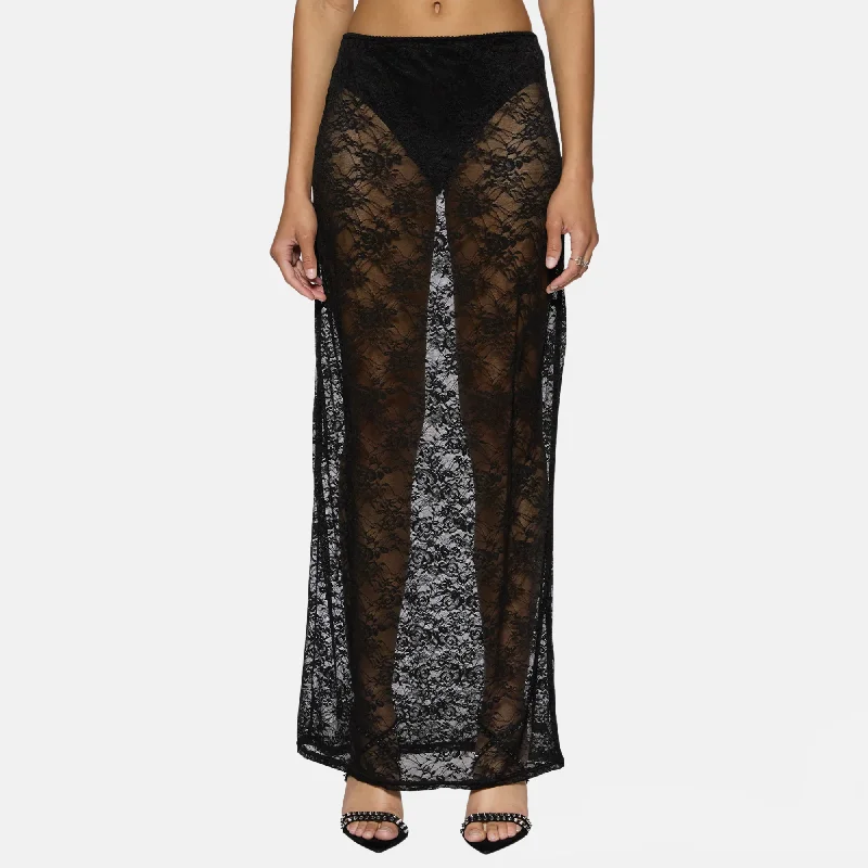 Ksubi Women's Veneda Slip Skirt Black Lace chiffon skirt airy